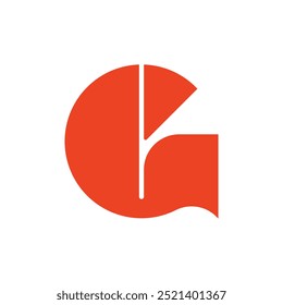 Letter G logo or icon template in simple geometric style. Creative orange lettermark.
