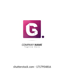 letter G logo inside a square with origami concepts and dot element. Design vector illustration logo for company