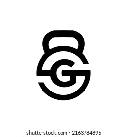 Letter G logo with kettlebell | Fitness Gym logo | vector illustration of logo design