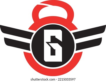  Letter G logo with kettlebell | Fitness Gym logo | vector illustration of logo design