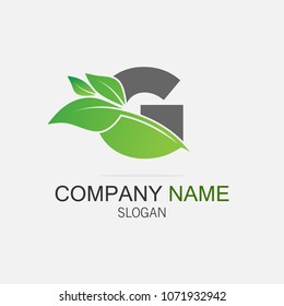 Letter G logo with leaf element