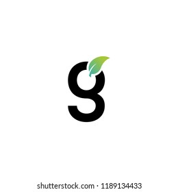 Letter g logo with leaf element, Arbor Day. Ecology concept