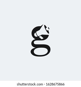 Letter G logo lowercase with megaphone icon as negative space.