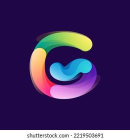 Letter G logo made of overlapping colorful lines. Rainbow vivid gradient modern icon. Vector one line typeface for tech branding design, nightlife labels, multimedia posters, futuristic identity etc.