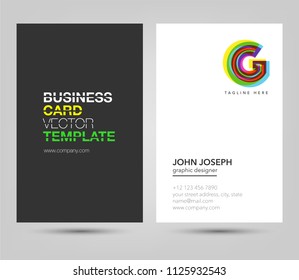 Letter G logo, multi colour letters icon with business card vector template.