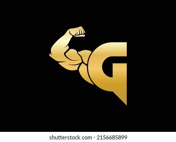 Letter G Logo With muscular shape. Fitness Gym logo.