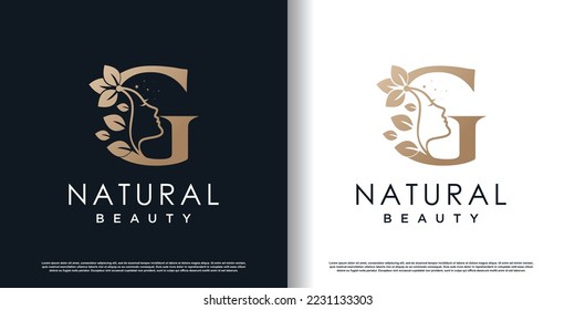 letter g logo with natural beauty concept premium vector