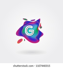 Letter G Logo on the colorful background. A Letter Alphabet Design with colorful splat and liquid background.