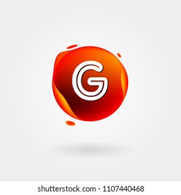 Letter G Logo on the colorful background. A Letter Alphabet Design with colorful splat and liquid background.
