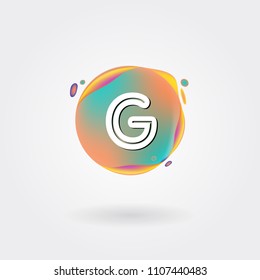 Letter G Logo on the colorful background. A Letter Alphabet Design with colorful splat and liquid background.