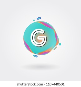 Letter G Logo on the colorful background. A Letter Alphabet Design with colorful splat and liquid background.