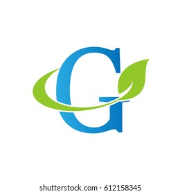 Letter G Logo Organic Leaf