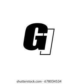 letter G and I logo overlapping black negative