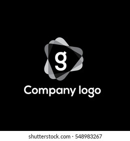 Letter g logo in Play button icon. Rounded triangle  icon.  Vector design element suitable for social media, app icon, corporate identity, card, labels or posters. Triangle sign (symbol, logo element)
