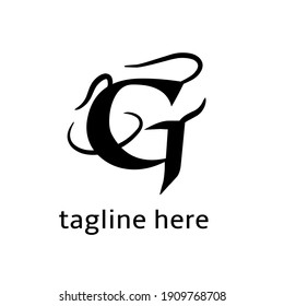 letter G logo, letter G logo prefix with abstract black line vector style,