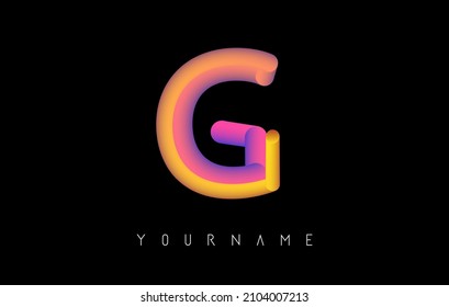 Letter G logo with rainbow 3d gradient. Creative vector illustration with typographic and vibrant gradient shape. Liquid color path.  