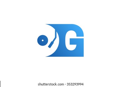 Letter G Logo, record vinyl logo design.