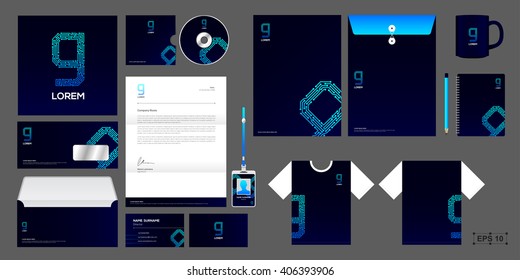Letter g logo and Set of corporate identity and branding,Vector illustration