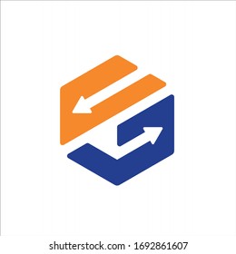 letter g logo with shape arrow hexagonal vector element design