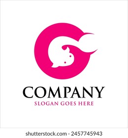 the letter g logo is in the shape of a negative space fish