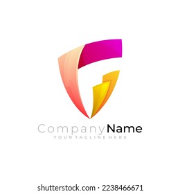 Letter G logo and shield design combination, 3d colorful