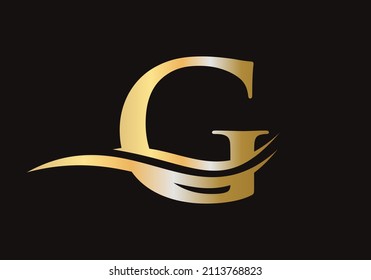 Letter G Logo Sign Design With Water Wave Concept. G Logo Design Vector Template