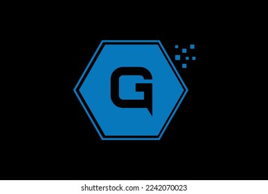 logotipo de letra G con plantilla superior estadística. Logo de marketing con forma de hexágono.
