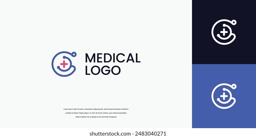 logotipo de la letra G con el logotipo del médico del icono del estetoscopio