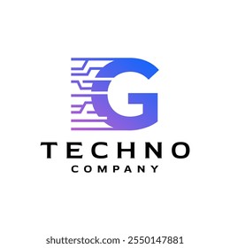 logotipo da letra G com tema de tecnologia. modelo de logotipo futurista para empresa de tecnologia.