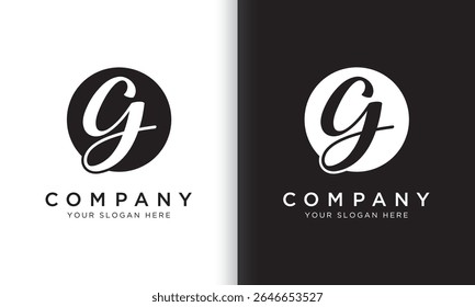 letter g logo template in black and white color. Modern trendy initial luxury g letter logo design with circle shape. Modern unique creative g logo design vector template.