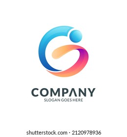 letter G logo template combination with people shape