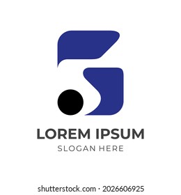 letter G logo template with flat blue and black color style