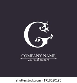 Letter G logo template. Monnogram, delicate floral design. Personal logo. Vector design.