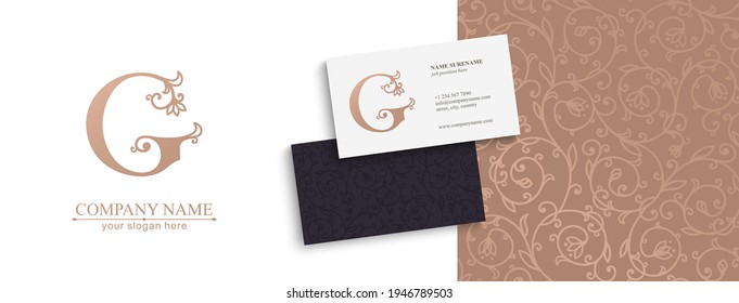 Letter G logo template. Monnogram, delicate floral design. Personal logo. Vector design.