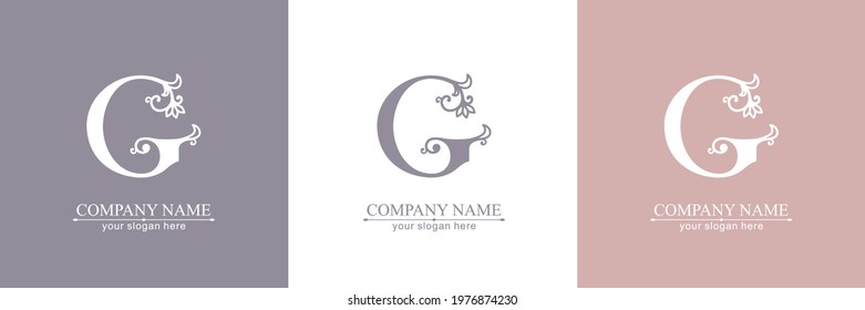 Letter G logo template. Monnogram, delicate floral design. Personal logo. Vector design.