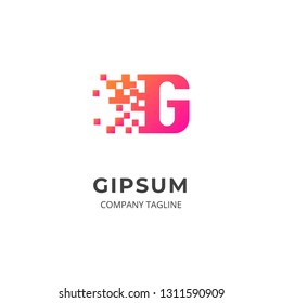 Letter G logo template with soft gradient color. Creative logo with pixel dot design style. Can be use as symbol and icon for your business identity.