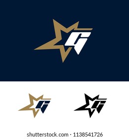 Letter G logo template with Star design element. Vector illustration. Corporate branding identity