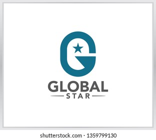 Letter G logo template. Star icon