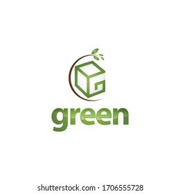 Letter G logo template. trendy g with leaves