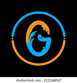 Diseño de vectores de plantillas de logotipo de letra G. fondo negro. Vector de diseño de logotipo de círculo G.