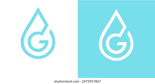 Letter G logo template with water theme