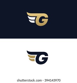 Letter G logo template. Wings design element vector illustration. Corporate branding identity
