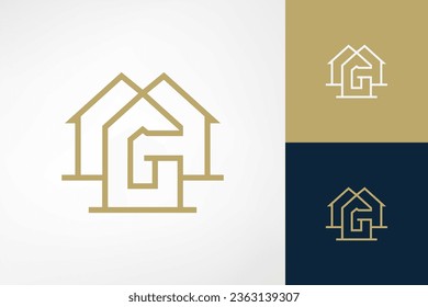 El logo de la letra G que forma una casa. Logotipo sencillo y sofisticado. Adecuado para empresas inmobiliarias.