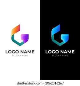 letter G logo vector with 3d colorful style