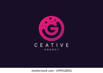 Letter G Logo Vector Design with stars