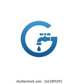 letter g logo vector with plumbing element template