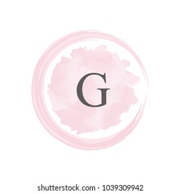 letter G logo with watercolor style background, Usable for fashion or beauty salon company. Feminine brush template