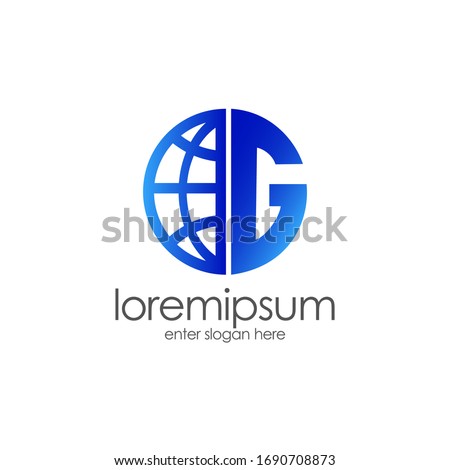 Letter G logo, world globe logo design. for business, media, internet, etc. eps vector 10.