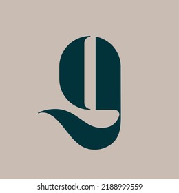 Letter g logo.Lowercase alphabet initial.Lettering sign isolated on light background.Decorative style icon for brand identity.Elegant, beauty, spa font monogram.