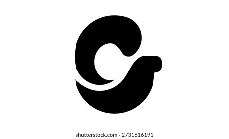 Letter G logotype, black isolated silhouette